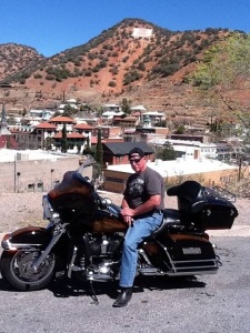 Randy on his Harley in Bisbee Arizona.