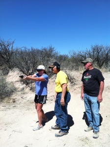 Randy & Bud helping me with my target shooting in Tombstone Arizona.
